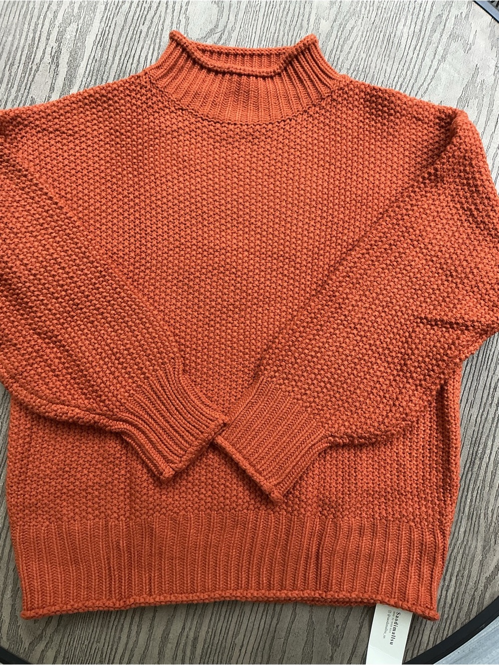 Women's Mock-Turtleneck Textured Sweater - Orange
